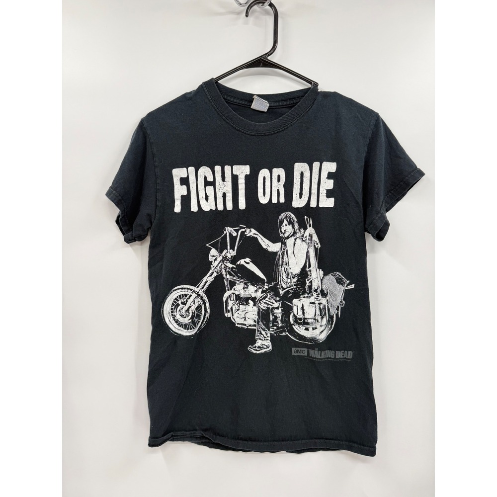AMC The Walking Dead Small T-Shirt Mens Black Daryl Dixon Fight Or Die Biker Tee